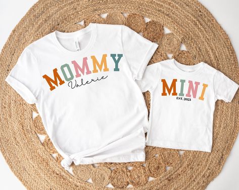 Personalized Mama Mini Me Shirt Matching Outfits New Mommy Proud Mom First Mothers Day Partner Look Set Baby Shower Gift Cute Toddler TShirt Mom And Me Shirts, In My Mom Era, Mommy And Me Shirts, Mama Crewneck, Expecting Mom Gifts, Mommy And Me Shirt, Mom Era, Mommy And Me Outfits, First Mothers Day