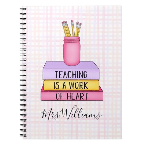 Teaching is a Work of Heart Teacher Gift Notebook Diy Gift Ideas For Friends, Diary Cover Design, Mask Craft, Gift Planner, Teachers Day Card, Front Cover Designs, School Designs, Preschool Classroom Decor, English Worksheet