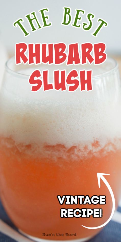 Rhubarb Slush, Rhubarb Drink, Rhubarb Punch, Best Rhubarb Recipes, Rhubarb Juice, Freeze Rhubarb, Slush Recipes, Rhubarb Desserts, Fruity Drinks