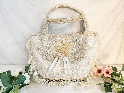 Vintage Brocade Flower Lace Handbag, Shabby Chic Lace Patchwork Purse Made in Japan Lace Purse, Patchwork Purse, Team Board, Top Handle Bags, Lace Patchwork, Flower Lace, Beautiful Bags, Half Moon, Made In Japan