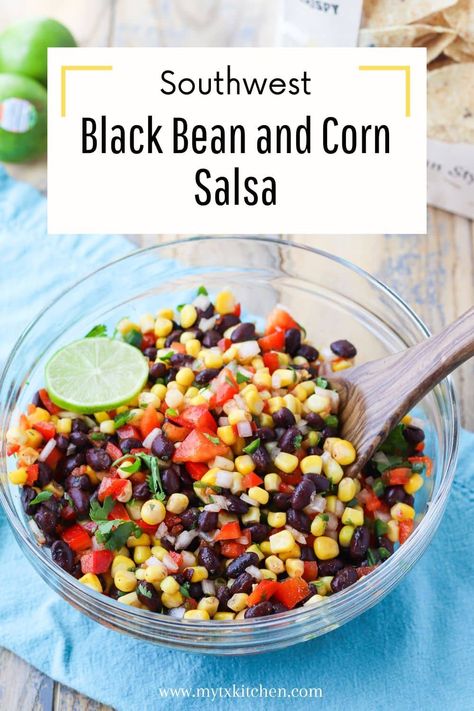 Southwest Black Bean and Corn Salsa #cornsalsa #blackbean #corn #salsa #sidedish #healthyrecipe Southwest Salsa Recipe, Hot Bean Dip, Southwest Corn, Black Bean Salsa Recipe, Bean Salsa Recipe, Black Bean And Corn Salsa, Quick Salsa, Black Bean Corn Salsa, Salad Topping