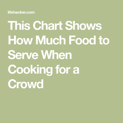 Serving Size Chart, Big Family Meals, Hosting A Party, Organic Cooking, Salads For A Crowd, Lunch Catering, Cooking For A Group, Cooking For A Crowd, Large Crowd