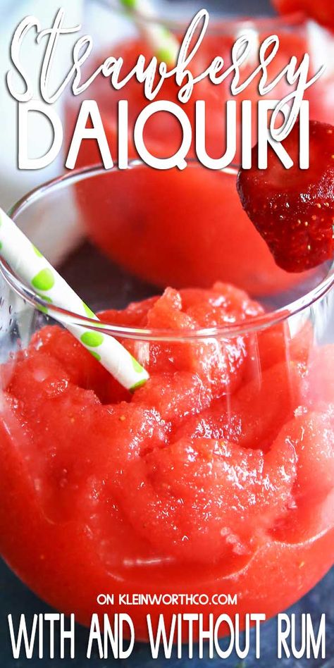 Strawberry Daiquiri Recipe, Summer Drinks Nonalcoholic, Frozen Strawberry Daiquiri, Strawberry Recipe, Frozen Daiquiri, Daiquiri Recipe, Frozen Strawberry, Strawberry Drinks, Drink Mixes