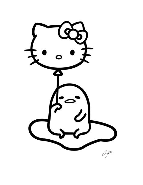 #hello #kitty #sanrio #gudetama #pinterest Hello Kitty And Gudetama, Sanrio Drawings Cute, Cute Coloring Pages Sanrio, How To Draw Hello Kitty Characters, Hello Kitty Activity Sheets, Gudetama Coloring Pages, Sanrio Colouring Pages, Sanrio Outline, Hello Kitty And Friends Drawing