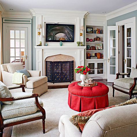 Fireplace With Doorway On One Side, Doorway Beside Fireplace, Living Room With Many Doors, Fireplace Next To Doorway, Door By Fireplace, Fireplace With Door On One Side, Fireplace Next To Door, Door Next To Fireplace, Traditional Living Room With Fireplace