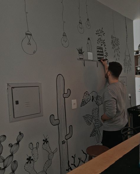 Rejected By Family, Doodle Wall, Wall Drawings, Giving Money, Diy Wall Painting, Art Skills, Wall Drawing, Man Down, Brave Enough