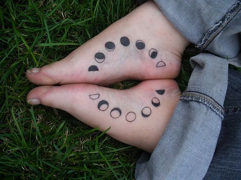 Moon Cycle Tattoo, Pagan Tattoo, Moon Phases Tattoo, Yakuza Tattoo, Shape Tattoo, Witch Tattoo, Disney Tattoo, Tattoo Cover, Foot Tattoo