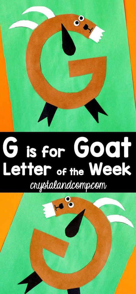 G is for Goat Craft G For Goat Craft, G Is For, Letter G Crafts For Preschoolers, G Is For Goat, Letter Of The Week Crafts, Goat Craft, Letter G Crafts, Letter G Activities, Preschool Letter Crafts