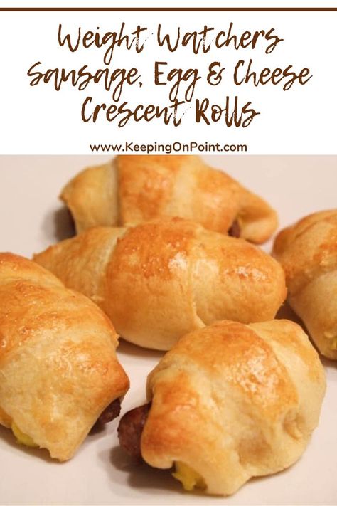 Weight Watchers Sausage, Egg and Cheese Crescent Rolls - this is a breakfast the whole family loves! Egg And Cheese Crescent Rolls, Weight Watchers Food Points, Weight Watchers Meals Dinner, Keeping On Point, Weight Watchers Lunches, Smart Points Recipes, Weight Watchers Meal Plans, Cheese Crescent Rolls, Weight Watchers Recipes Desserts