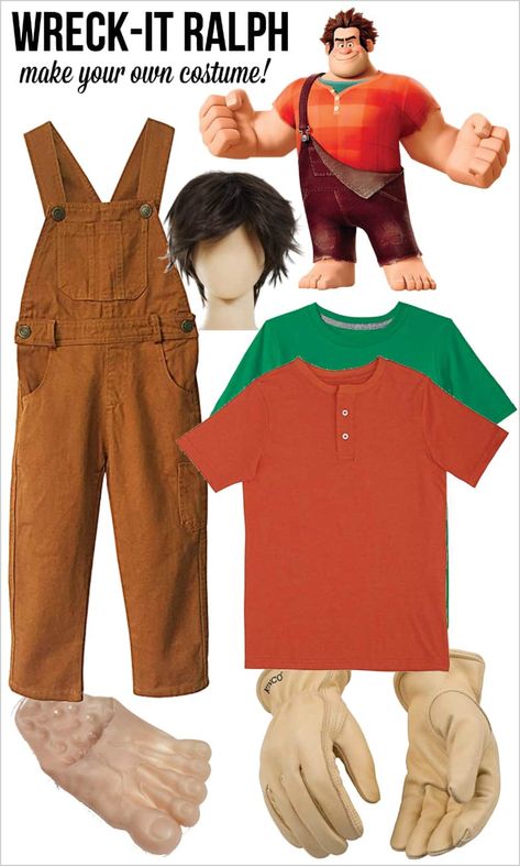 How to Make a DIY Wreck-It Ralph Costume for Halloween Halloween Suit Costumes, Easy Male Costumes, Male Halloween Costumes Men, Wreck It Ralph Halloween Costume, Wreck It Ralph Halloween, Wreck It Ralph Costume, Halloween Costume Easy, Male Costumes, Ideas Disfraz