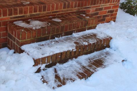 Harris Sisters GirlTalk: How to Remove Ice from Steps and Walkways Without Using Salt Wood Walkway, Dawn Dishwashing Liquid, Deck Railing Design, Brick Steps, Ice Remover, Brick Walkway, Winter Holiday Decorations, Diy Pantry, Concrete Steps