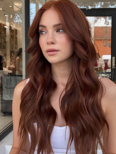 30 Stunning Hair Color Trending Ideas 2025: Bold Shades, Natural Tones & Low-Maintenance Looks Red Hair On Pale Skin, Light Brownish Red Hair, Red Hair Pale Skin, Brownish Red Hair, Warm Hair Color, Rich Brunette, Chestnut Hair Color, Red Hair Inspo, Diy Hair Color