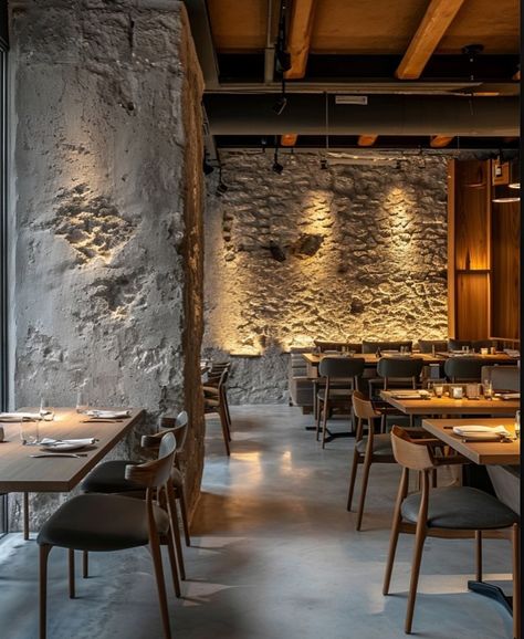 Instagram Modern Cozy Restaurant, Comfy Restaurant Interior, Mountain Modern Restaurant, Gourmet Restaurant Design, Rustic Chic Restaurant Design, Farmhouse Restaurant Exterior, Country Style Restaurant, Industrial Style Restaurant Design, Funky Restaurant Interior