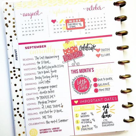 @meandmybigideas September #currently page <3!! Love, love, love the bright, fun colors. #mambi #thehappyplanner #stickercake Currently Page Ideas, Happy Planner Printables, Happy Planners, Happy Planner Layout, Washi Tape Planner, Mini Happy Planner, Filofax Planners, Agenda Planner, Planner Decorating