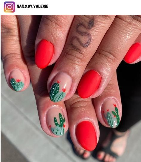 Cactus Nail Art, Succulent Nails, Western Nails, Boho Nails, Art Design Ideas, Short Nail, Get Nails, Summer Set, Fancy Nails