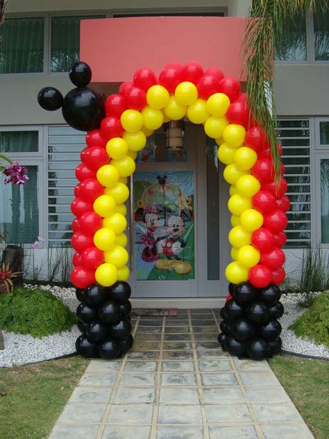 Ivanna Sofia Club House Party | CatchMyParty.com House Birthday Party Ideas, House Birthday Party, Mickey Mouse Theme Party, Mickey Mouse Club House, Mickey Mouse House, Mickey Mouse Baby Shower, Mickey Mouse 1st Birthday, Minnie Y Mickey Mouse, Mickey Birthday Party