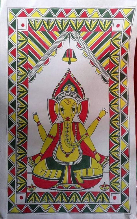 Manjusha Art, Manjusha Painting, Madhubani Painting, Folk Art Painting, Indian Art, Ganesha, Art Forms, Folk Art, Art Painting