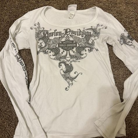 Harley Davidson graphic long sleeve  #emo #cybercore... - Depop Harley Davidson Long Sleeve Shirt, Emo Cybercore, Graphic Long Sleeve, Brandy, Long Sleeve Shirt, Harley Davidson, Sleeve Shirt, Long Sleeve Shirts, Band