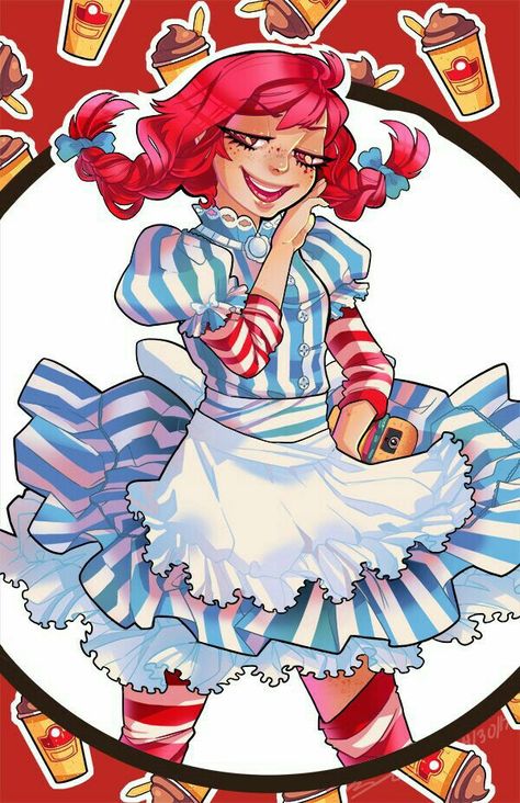 Wendy's Girl, Wendy Anime, Wendys Logo, Wendys Girl, Wendy Fast Food, Kfc Man, Wendy's Restaurant, Savage Logo, Food Mascot