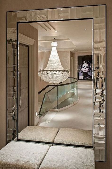 Luxury Mirror Wall, Glamorous Interior Design, Decoration Hall, Wall Mirrors Entryway, Big Wall Mirrors, Rustic Wall Mirrors, Antique Mirror Wall, Mirror Wall Living Room, Entryway Mirror