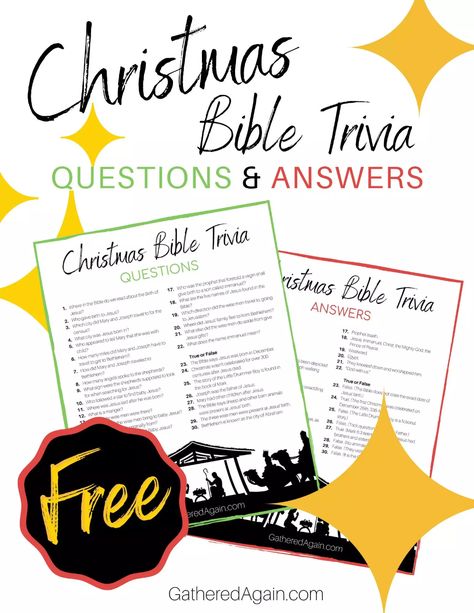 30 Christmas Bible Trivia Questions to Quiz Your Family Bible Trivia Questions And Answers, Christmas Trivia For Kids, Bible Trivia Questions, Christmas Bible Trivia, Christian Christmas Games, Christmas Jeopardy, Ladies Christmas Party, Bible Trivia Games, Christmas Trivia Questions