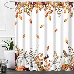 Leaf Shower Curtain, Fall Shower Curtain, Fall Bathroom Decor Ideas, Bathroom Curtain Set, Fall Bathroom, Ring Hook, Christmas Shower, Bathroom Curtain, Clean Environment