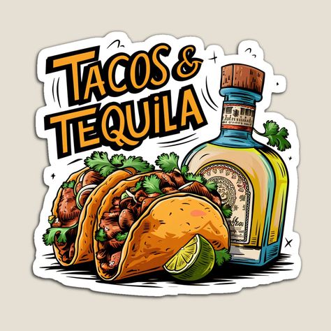 Get my art printed on awesome products. Support me at Redbubble #RBandME: https://www.redbubble.com/i/magnet/Tacos-Tequila-mexican-fiesta-agave-margaritas-salsa-by-w1ckerman/159567940.TBCTK?asc=u Tequila Art, Agave Margarita, Frank Album, Taco Tshirt, Sublimation Ideas Projects Inspiration, Tacos And Tequila, Funny Movies, Kids Stickers, Food Humor