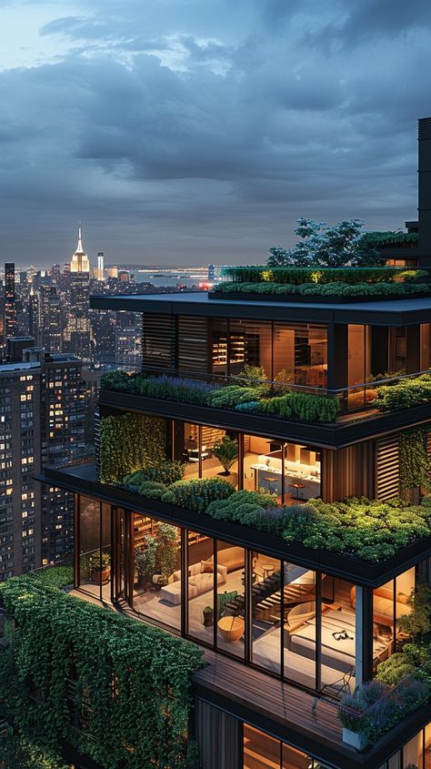 Urban Green Living: Eco-friendly modern architecture integrates nature with urban living against a bustling cityscape at twilight. #architecture #sustainability #green building #cityscape #twilight #aiart #aiphoto #stockcake ⬇️ Download and 📝 Prompt 👉 https://ayr.app/l/kr8J Apartment Landscaping, Solar City, Green Apartment, Green Facade, Drawing Architecture, Green Office, H Hotel, Green City, Pretoria