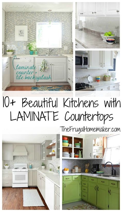 10  Beautiful Kitchens with Laminate Countertops Wilsonart Laminate Countertops, White Laminate Countertops, Formica Kitchen Countertops, White Kitchen Cupboards, White Cabinets White Countertops, Kitchen Countertops Laminate, White Marble Kitchen, Best Laminate, Formica Countertops