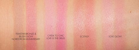 Charlotte Tilbury Filmstar Bronze and Blush Glow vs Cheek to Chic Blushes Charlotte Tilbury Blush Swatches, Charlotte Tilbury Blush, Cheek To Chic Blush, Charlotte Tilbury Filmstar, Charlotte Tilbury Cheek To Chic, Waterproof Foundation, Brow Lift, Foundation Shades, Makeup Swatches