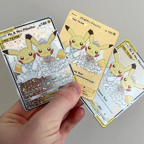 Express your love for Pokémon and celebrate newlyweds with charming Mr and Mrs Pikachu Wedding Gift Cards. These unique cards feature the beloved Pikachu couple, adding a fun and delightful twist to traditional wedding gifts. Perfect for Pokémon enthusiasts or... Mr and Mrs Pikachu Wedding Gifts Cards on Cool Stuff To Buy inc - Find Cool Things To Buy! (Gifts 2023) Pokemon Wedding Theme, Pikachu Wedding, Pokemon Wedding Ideas, Creative Engagement Announcement, Gamer Wedding Cake, Pokemon Wedding, Ideas Casamiento, Aniversary Gift, Cool Stuff To Buy