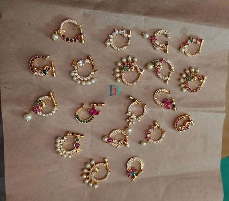 Indian Jewelry Nose Rings, Mukkupudaka Designs Gold, Mukkera Designs Gold, God Jewellery, Gold Nath, Nose Jewels, Nath Nose Ring, Simple Necklace Designs, Bridal Nose Ring