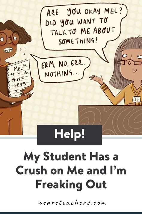 In this edition of Ask WeAreTeachers, we take on a student with a crush on a teacher, staff happy hour bills, and work after vacations. Crush On A Teacher, Crush On Teacher, Student X Teacher, Teacher X Student, Teacher Crush, Crush On Me, Teacher Career, Middle School Math Teacher, Cult Of Pedagogy