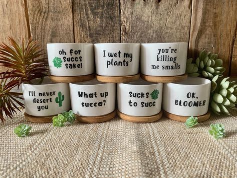 Succulent Planters | Etsy Cute Plant Pots, Lexington Nc, Plant Puns, Ceramic Succulent Planter, Cactus Planta, Succulent Planters, Small Flower Pots, Ceramic Succulent, Rectangular Planters