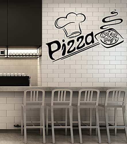 Vinyl Wall Decal Pizza Italian Restaurant Pizzeria Italy Food Kitchen Interior Stickers Mural Large Decor (ig5681) Pizza Restaurant Design Interior Ideas, Kitchen Phrases, Vinyl Wall Decals Kitchen, Pizza Store, Pizza Italian, Toilet Rules, Bathroom Decals, Kitchen Wall Decals, Wood Accent Wall