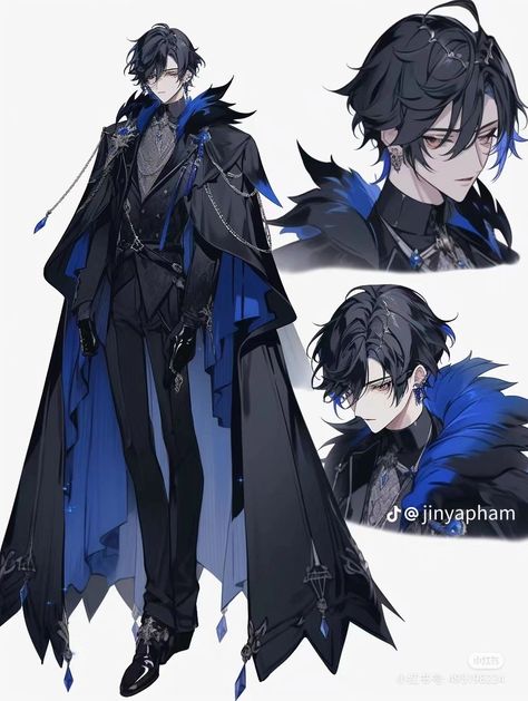 Prince Design Character, Coat Over Shoulders Drawing Reference, Manhwa Prince Outfit, Prince Outfit Ideas, Prince Drawing Character Design, Prince Outfit Design, Suit Character Design, Prince Character Design, Prince Oc