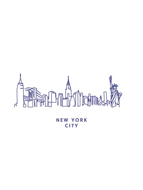 NYC Skyline print. This is a digital download. New York Skyline Illustration, Skyline Graphic Design, New York Poster Aesthetic, Navy Room Ideas, Nyc Background, Nyc Icons, Nyc Illustration, New York Prints, Nyc Poster