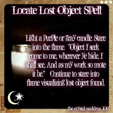 misplaced idetem | Locate lost item spell. Lost Object Spell, Lost Item Spell, Wicca Spells, Witch Spells, Wiccan Crafts, Magic Spell Book, Magick Spells, Wiccan Spell Book, Candle Magick