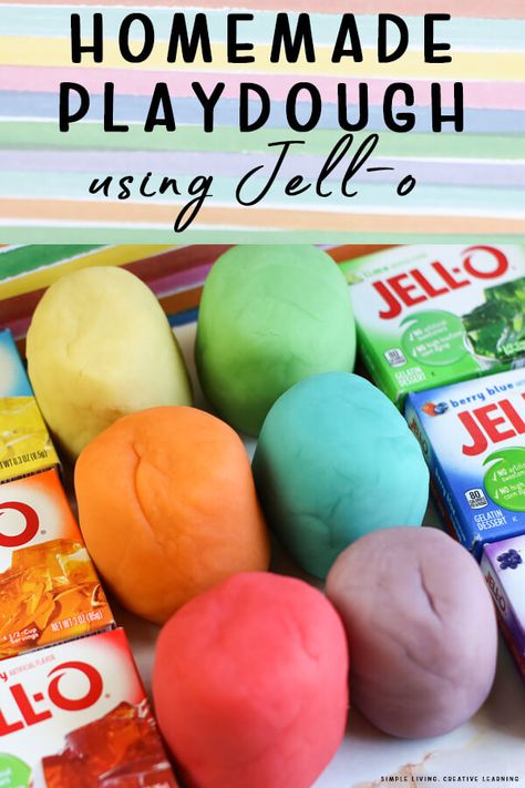 Jello Playdough Recipe, Jello Play Dough, Jello Playdough, Jello Play, Playdough Slime, Best Homemade Playdough Recipe, Edible Play Dough Recipe, Cooked Playdough, Kids Play Dough