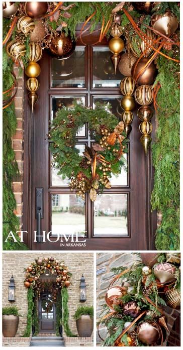 Design by DK Design/Christopher Todd, Photographed by Rett Peek for @At Home in Arkansas Magazine
http://www.athomearkansas.com/article/holiday-welcome Christmas Entry, Halloween Party Decor Diy, Christmas Door Decoration, Christmas Front Doors, Have Inspiration, Navidad Diy, Christmas Porch, Christmas Door Decorations, Decoration Inspiration