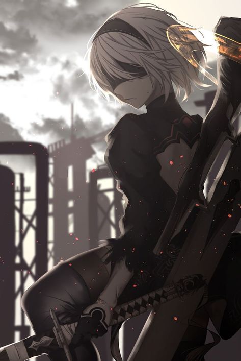 Nier Automata, White Hair, Anime Character, Hair, Anime, White, Black