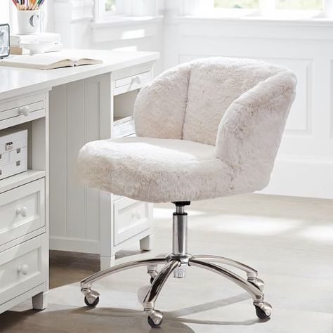 Teen Desk, Ikea Desk Hack, Desks For Small Spaces, Swivel Chair Desk, Bedroom Desk, Desk And Chair Set, Art Chair, White Chair, Teen Bedroom Decor