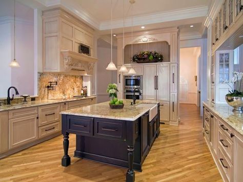 HGTV has inspirational pictures, ideas and expert tips on luxury kitchen design to create a best-in-class kitchen in your home. Dark Purple Kitchen, Glazed Cabinets, Luxurious Kitchen Design, Luxury Kitchen Cabinets, Hgtv Kitchens, Marble Backsplash Kitchen, Old World Kitchens, Floor To Ceiling Cabinets, Kitchen Design Styles