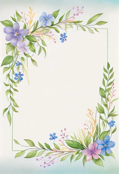 Watercolor Flower Border Design, Painting Borders Designs, Flower Borders Design, Poster Design Flower, Simple Flower Border, Watercolor Flowers Background, Flower Frame Design, Watercolor Border Design, Flower Border Design