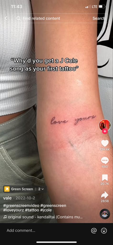 Love Yourz J Cole Tattoo Finger, Love Yourz Tatoos, Love Yourz J Cole Tattoo Collar Bone, Love Yourz Tats J Cole, Beauty In The Struggle Tattoo J Cole, J Cole Love Yours Lyrics Tattoo, Lyrics Tattoos For Women, Self Love Quote Tattoos For Women, Love Yourz Tattoo Ideas