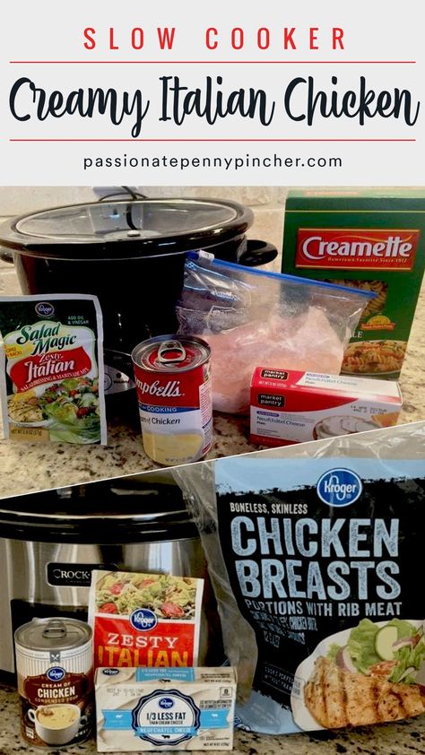 Slow Cooker Creamy Italian Chicken, Crockpot Dinner With Frozen Chicken, Crockpot Chicken Recipes Italian Dressing, Crockpot Chicken Recipes With Italian Dressing, Crockpot Chicken With Italian Packet, Frozen Chicken Crock Pot Meals, Crockpot Chicken Italian Dressing Packet, 4 Ingredient Crockpot Chicken, Italian Seasoning Chicken Crockpot