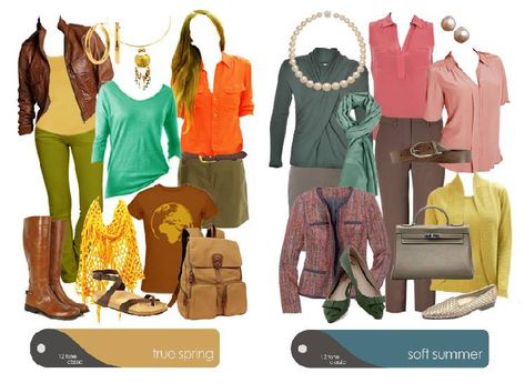 True Spring (warm) - Soft Summer (neutral) True Spring Palette, Soft Summer Fashion, True Spring, Summer Neutrals, Spring Images, Clear Spring, Spring Palette, Spring Color Palette, Seasonal Color Analysis