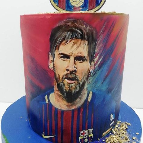 Lionel Messi - Cake by Milica - CakesDecor Barcelona Messi Cake, Lionel Messi Cake, Messi Cake, Messi Birthday, Soccer Birthday Cakes, Messi Messi, Football Birthday Cake, Messi Psg, Soccer Cake