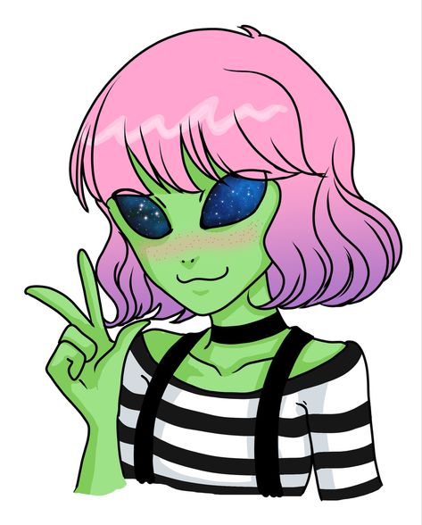 Cute Alien Art, Twitch Icon, Alien Oc, Alien Photos, Alien Drawings, Alien Aesthetic, Lisa S, Alien Tattoo, Alien Girl