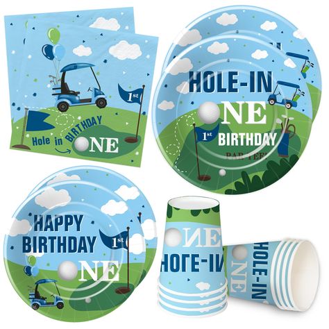 PRICES MAY VARY. 【Hole In One Party Supplies】Introducing our exclusive "Hole In One" Birthday Decorations tableware collection! This specially crafted golf-themed set guarantees a swinging success for your first birthday party. Carefully curated, it offers all the essentials needed to create an unforgettable celebration. Get ready to experience a hole-in-one party like no other 【Golf Party Supplies】Our golf 1st birthday party decorations tableware included 24pcs 9'' dinner golf plates, 24pcs 7'' Hole In One Birthday Party, Golf 1st Birthday, One Year Old Birthday Party, Golf First Birthday, One Year Old Birthday, Golf Party Decorations, Golf Birthday Party, Boys First Birthday Party Ideas, 1st Birthday Party Decorations